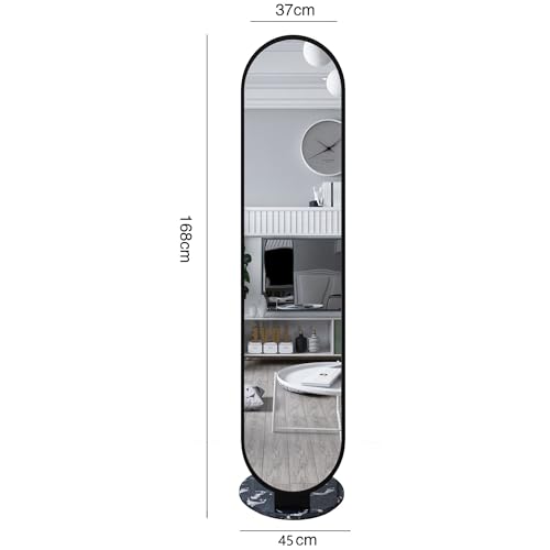 Full-Length Mirror Home Bedroom Dressing Mirror Full-Body Floor Mirror Hanging Hanger Combination Vertical Rotatable Fitting Mirror Full Length Floor Mirror (A)