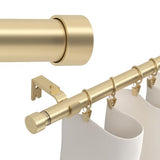 Gold Curtain Rods 180 inch, Extra Long Curtain Rod for Windows 120-180 inch, 1 inch Heavy Duty Drapery Rod for Outdoor Patio, Living Room, Bedroom, Modern Adjustable Curtain Pole 10-15ft