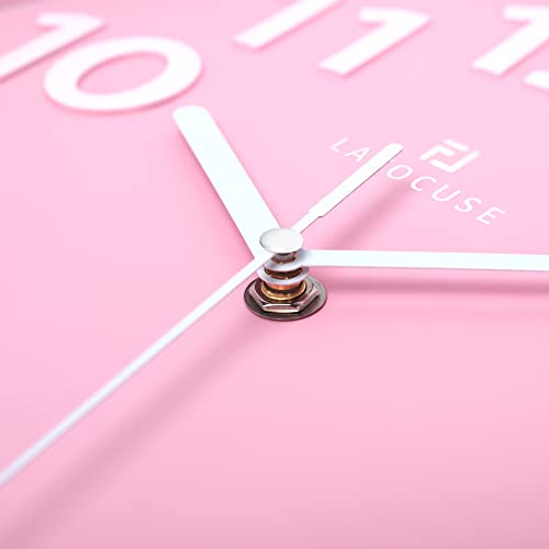 Lafocuse 12 Inch Silent 3D Numbers Pink Wall Clock Girls Bedroom, Battery Operated Pink Clock Wall for Living Room Decor
