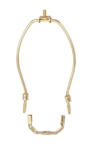 B&P Lamp® 8-1/2 Inch Regular Weight Lamp Shade Harp Holder for Table and Floor Lamps, Brass Plated Steel Finish