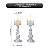 Candle Holders for Pillar Candles Gothic Matte Pearl Silver Tall Candle Holders Set of 2 Decorative Large Table Centerpieces Candle Stand Decor (Pearl Silver 2PCS A)
