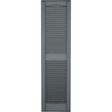 12 in. W x 49 in. H Builders Edge, TailorMade Cathedral Top Center Mullion, Open Louver Shutters, Includes MaSChing Installation Spikes (Per Pair), 419 - Storm Cloud