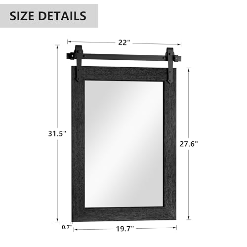 Farmhouse Bathroom Mirror for Over Sink 22”x32” Black, Rustic Western Barn Decor Bathroom Vanity Mirror, Wall Mirror for Bathroom, Living Room, Bedroom, Entryway