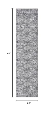 Washable Runner Rug 2x8 ft Non-Slip Hallway Runners, Grey