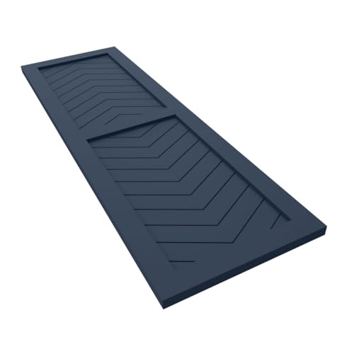 18"W x 27"H True Fit PVC Two Panel Chevron Modern Style Fixed Mount Shutters, Starless Night Blue (Per Pair - Hardware Not Included)