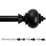 Deconovo Adjustable Curtain Rod for Windows, 3/4 Inch Diameter Heavy Duty Window Rod with Decorative Finials and Installation Hardware, 48"-84", Black, 1 Pack