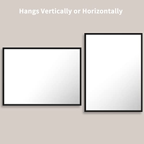 LOAAO 22"X30" Black Rectangle Bathroom Mirror Wall, Matte Black Aluminum Alloy Frame, Hangs Vertically or Horizontally, Easy to Install