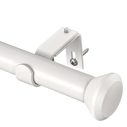 SIMEWIN Heavy Duty White Curtain Rods for Windows 48 to 84 Inches, White 1" Adjustable Curtain Rods with Diamond Finials for Bedroom, Living Room, Patio, Kitchen
