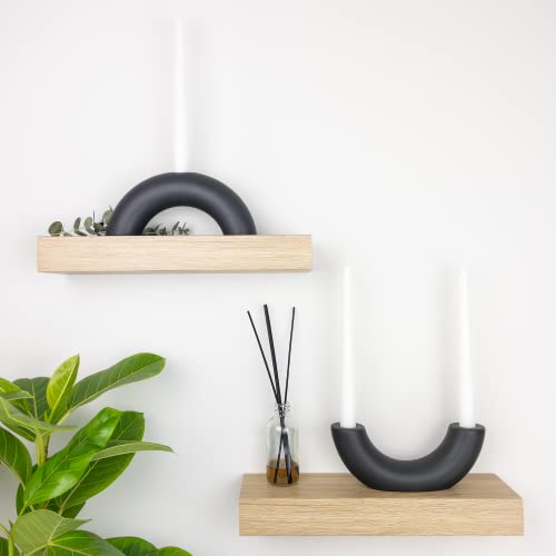 Taper Candle Holder Set - Candle Stick Holders for Dining Room Table, Entryway Table, or Fireplace Mantel - Modern Candelabra Home Decor (Black)