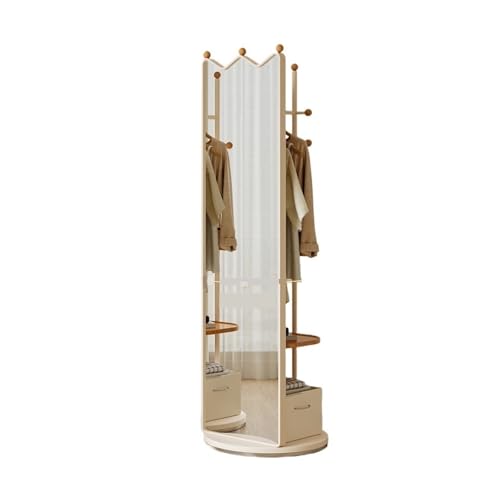 Decorative Rotatable Full-Length Mirror, Floor-Standing, Multi-Functional Dressing Shelf for Home Use for Living Room