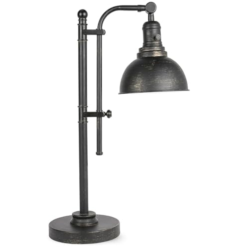 VONLUCE Rustic Desk Lamp Bronze Adjustable, Industrial Style Metal Task Lamps 25"-29", Vintage Work Light, Far