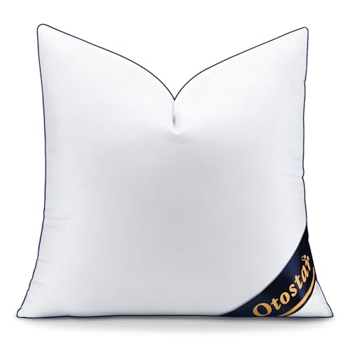 OTOSTAR 18x18 Down Alternative Fill Throw Pillow Insert, Soft Fluffy Synthetic Down Pillow Insert with 100% Cotton Cooling Cover Decorative Throw Pillow for Sofa Couch Bed