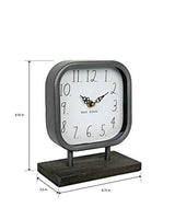 Rae Dunn Desk Clock - Battery Operated Modern Metal Rustic Design with Wooden Base for Bedroom, Office, Kitchen - Small Classic Analog Display - Chic Home Décor for Desktop Table, Countertop