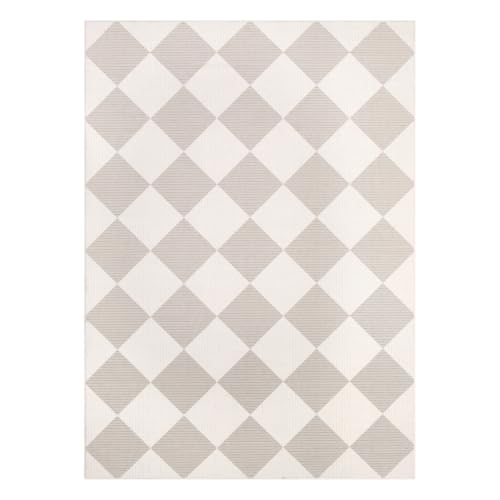 GarveeHome Beige Area Rugs 8x10 Living Room Checkered Washable