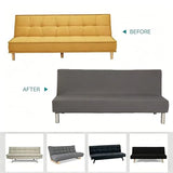 Armless Stretch Futon Cover Sofa Bed Slipcover 3 Seater Elastic Full Queen Folding Couch Covers Furniture Protector Velvet-Soft Waterproof Washable Pets Dogs Cats(Coffee,Large(190-210cm))