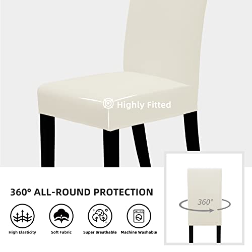 Easy-Going Dining Chair Covers Stretch Dining Room Chair Covers Set of 4, Parsons Chair Slipcovers for Dining Room, Ceremony, Banquet, Ivory