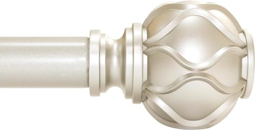 Champagne Gold Curtain Rod for Windows 28 to 48 Inches(2.3-4ft), 1" Diameter Heavy-Duty Adjustable Decorative Curtain Rod with Striped Twisted Finials - for Living Room Bedroom (Modern Home Decor)