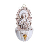 KOMI Sacred Heart of Mary Holy Water Font Resin Catholic Holy Water Font for Entrance Home Wall Hanging Religious Gifts