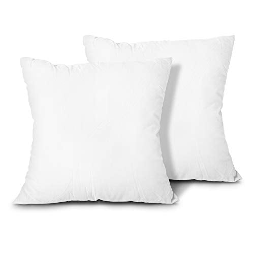 EDOW Throw Pillow Inserts, Set of 2 Lightweight Down Alternative Polyester Pillow, Couch Cushion, Sham Stuffer, Machine Washable. (White, 12x12)