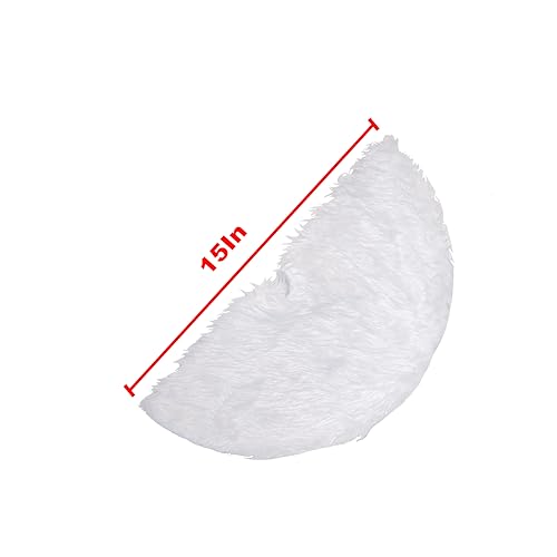 Christmas Tree Skirt Decoration 15" Mini Plush White Faux Fur Xmas Tree Skirt Decorations for Christmas Party Holiday Deco