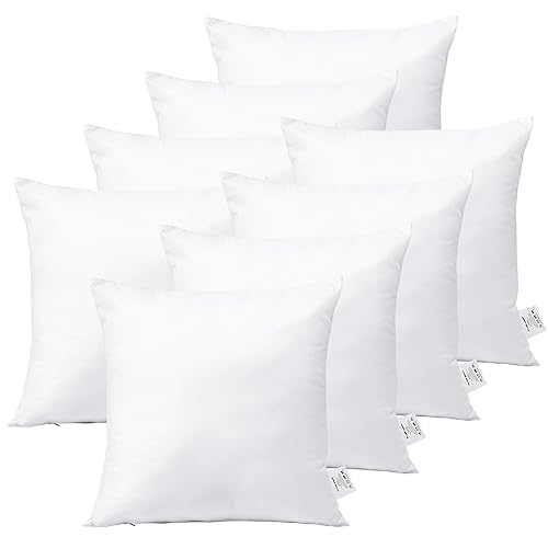 OTOSTAR Throw Pillows Inserts 20x20 Inches, Set of 8 Square Form Cushion Stuffer for Couch, Sofa, Bed - Indoor Decorative Pillows Inserts - White