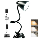 BOHON Desk Lamp 5 Color Modes 10 Brightness Dimmer Reading Light Black | 10W 38 LED Clamp Lamp with Auto Off Timer 360° Flexible Neck Clip on Light for Bed Bedside, AC Adapter Include