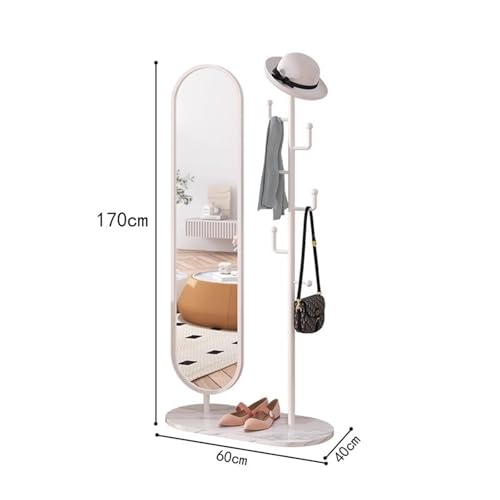 Decorative Luxury Full-Length Floor Mirror with Rotating Coat Rack Integrated for Bedroom and Home Use for Living Room