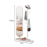 Decorative Luxury Full-Length Floor Mirror with Rotating Coat Rack Integrated for Bedroom and Home Use for Living Room