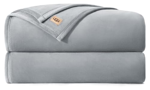 UGG Coco Queen Bed Blanket, Fleece Blanket, 90" x 92", Grey (Seal Gray)