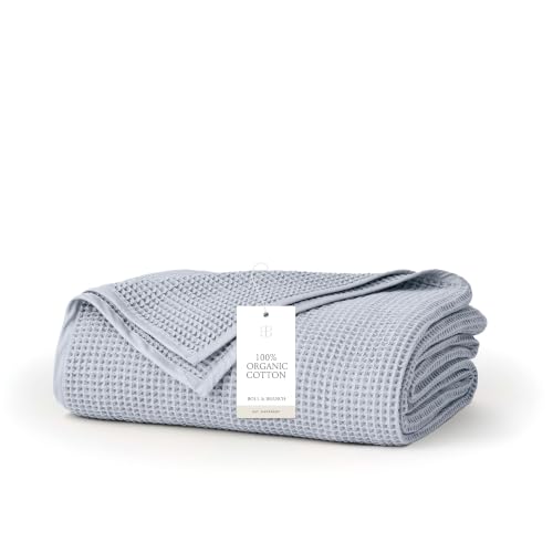 BOLL & BRANCH Waffle Bed Blanket, Full/Queen, Hydrangea