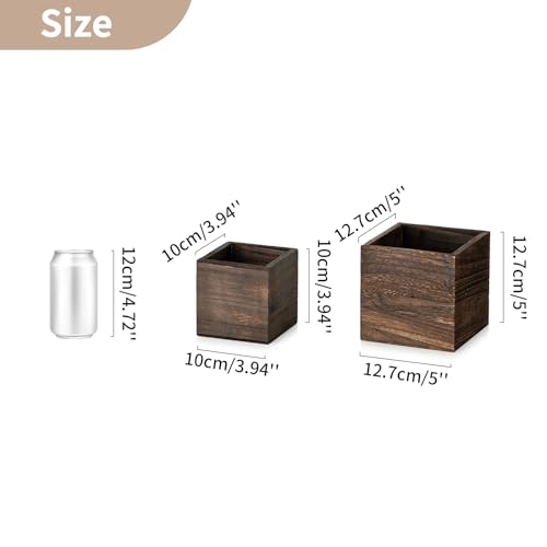 NUPTIO Wooden Box for Centerpiece Wedding: 6 Pcs Rustic Square Planter Box for Christmas Table Fall Decorations - 4×4" & 5×5" Small Wood Vases Flower Pots for Windowsill Home Garden Decor