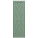 18"W x 52"H True Fit PVC Two Panel Chevron Modern Style Fixed Mount Shutters, Track Green (Per Pair - Hardware Not Included)