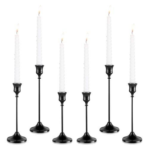 Candlestick Holders, 6PCS Metal Taper Candle Holder, Black Candle Holders for Candlesticks, Candle Holder for Wedding Fireplace Mantel Housewarming Gift