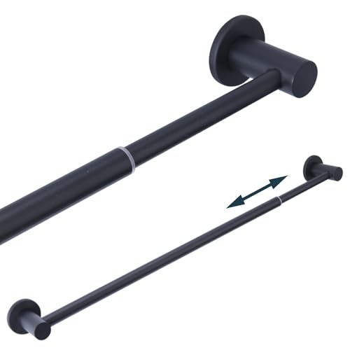 18-31.5 inches Adjustable Magnetic Curtain Rod for Metal Door, Magnetic Towel Bar Holder for Kitchen Refrigerator, Magnet Flip Calendar Chart Rod for Whiteboard, Black, 1 Pack