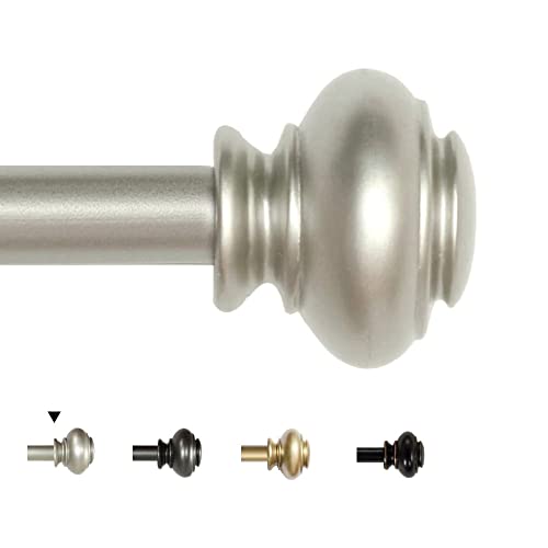 H.VERSAILTEX Window Curtain Rods for Windows 28 to 48 Inches Adjustable Decorative 3/4 Inch Diameter Single Window Curtain Rod Set with Classic Finials, Nickel