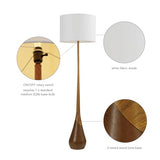 Globe Electric Novogratz x Globe Harrington 65" Floor Lamp, 2-Tone Faux Wood Base, White Fabric Shade, Socket Rotary Switch 67225