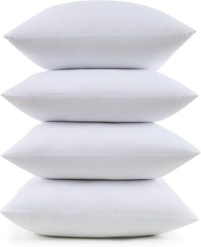 22X22 Pillow Inserts - Throw Pillow Set - Cushion Inserts for Decorative Throw Pillows Covers - Soft & Supportive Pillows for Couch, Sofa, Bed, or Chair, 4 Pack - 22" x 22"
