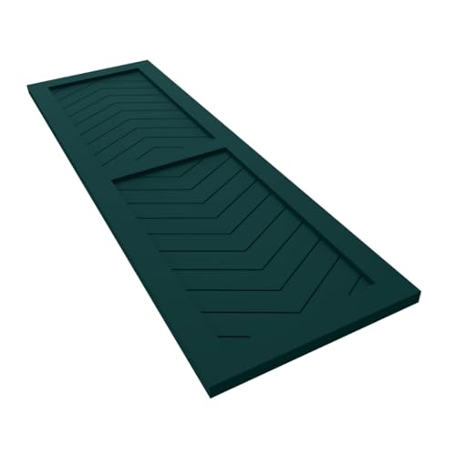 18"W x 53"H True Fit PVC Two Panel Chevron Modern Style Fixed Mount Shutters, Thermal Green (Per Pair - Hardware Not Included)