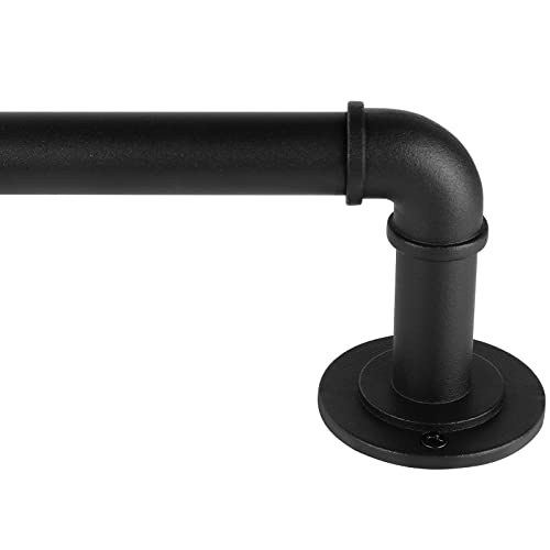 Industrial Curtain Rods for Windows 28 to 48 Inches, Blackout Wrap Around Curtain Rod, for Indoor and Outdoor, 7/8 Inch Diameter, 33 to 45 Inches, Black