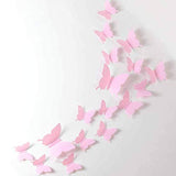 24pcs Kawaii 3D Butterfly Removable Mural Stickers Wall Stickers Decal for Home and Girls Room Decoration (Pink)