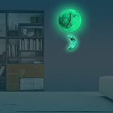 Creative Watches Nursery Decoration Luminous Fluorescent Crescent Pendulum Moon Wall Clock (Natural)