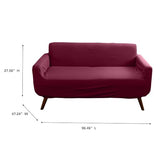 Home Details Stretch Pique Loveseat Slipcover Burgundy Color | Furniture Protector | 2 Cushion Couch Cover