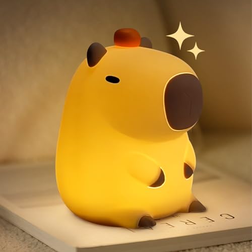 LEDHOLYT Capybara Cute Night Light for Kids, Rechargeable LED Dimmable Silicone Nightlight for Kids,Funny Light Up Capibara,Squishy Capybara Lamp Xmas Gifts