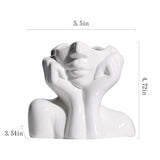 BrownLove Ceramic Face Vase White Flower Vase for Decor Female Form Face Vase Art Vase Modern Decorative Vase Centerpiece for Table Shelf Living Room Office Bedroom Small