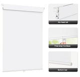 LazBlinds No Drill Blackout Roller Shades, 35" W x 72" H, White | Cordless, Thermal Insulated Fabric, UV Protection, For Indoor Windows, For Home and Office