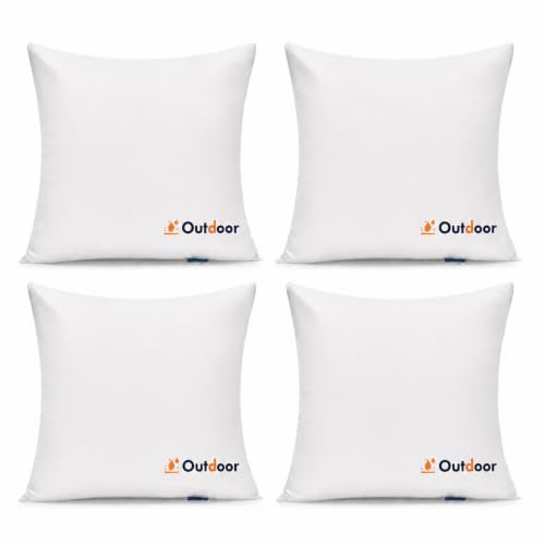 MIULEE Set of 4 Decorative Outdoor Pillows with Printed Pattern 18x18 Waterproof Throw Pillow Inserts with 90GSM Cover, Water Resistant Garden Cushion with Visible Print Design for Patio and Balcony