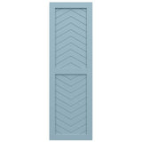 18"W x 46"H True Fit PVC Two Panel Chevron Modern Style Fixed Mount Shutters, Peaceful Blue (Per Pair - Hardware Not Included)