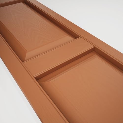 12"W x 47"H Mid-America Vinyl, Standard Size Williamsburg Double Panel Shutters, w/Installation Shutter-Lok's & Matching Screws (Per Pair), 471 - Treated Cedar