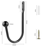 Curtain Holdbacks, 4pcs Curtains Holder Wall Mounted Drapery Tiebacks Retro Window Hook for Home Decor, Matte Black
