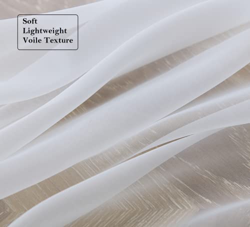 PI White Sheer Curtains 63 Inch Length with Grommet Top,Short Voile Textured Sheer Curtain for Kitchen/Dining Room/Living Room 2 Panels (W42 X L63, Optical White)